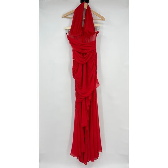 NBD | NWT Christian Gown in Red Asymmetrical Corset Maxi Dress S - Picture 4 of 16
